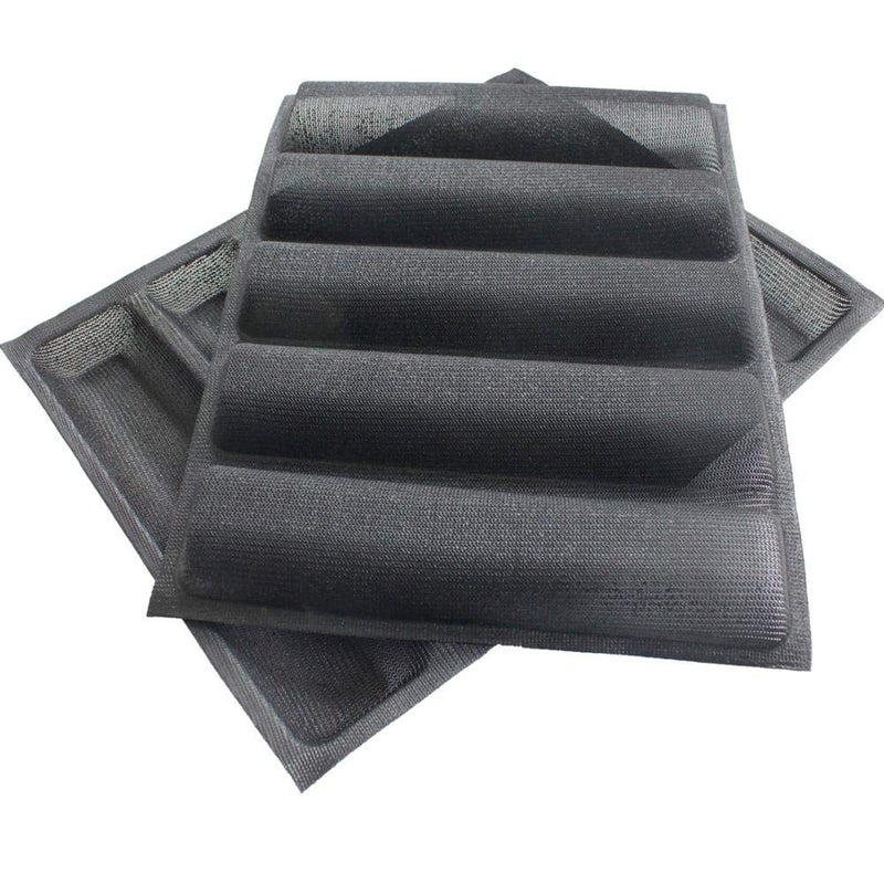 FETESUR Silicone Perforated Baking Forms Sandwich Mold French Baguette Bread Pan Food Mat 5 Loaf Non-Stick Baking Liners - Image 3